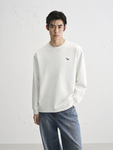 Men's White T-Shirt with Dog 3D Embroidery